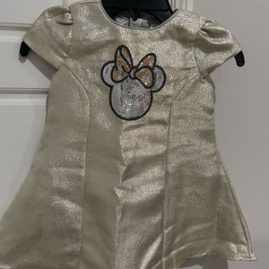 Pre-owned Disney Store Minnie Mouse Icon Gold Holiday Dress for Baby